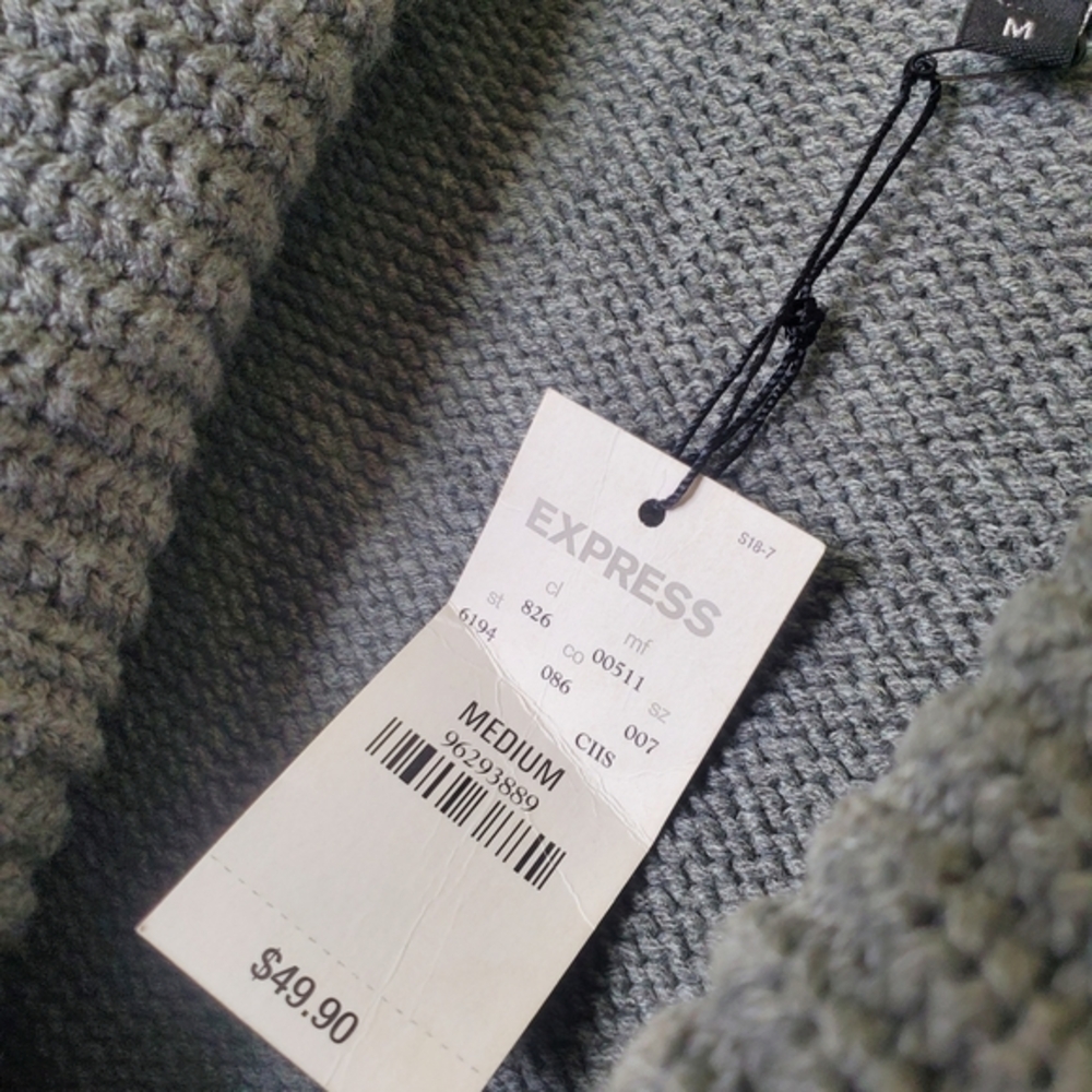 Express NWT Women's Y2K Gray Cowl Neck Cable Knit Cap Sleeve Sweater Mini Dress - Picture 3 of 9